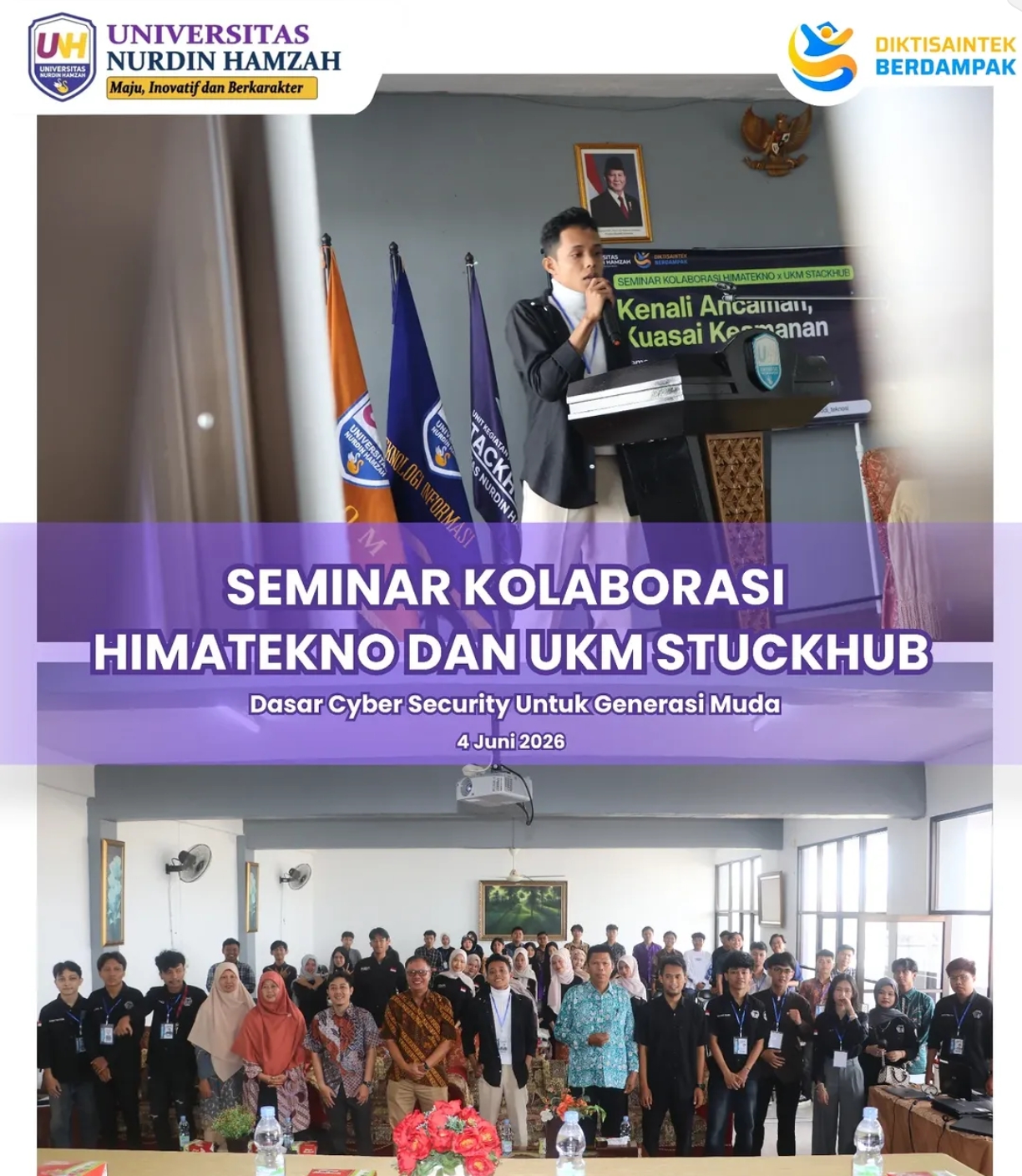 Seminar Kolaborasi HIMATEKNO dan UKM StackHub UNH Tingkatkan Literasi Cybersecurity Generasi Muda